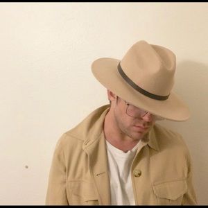 100% wool flat brim hat